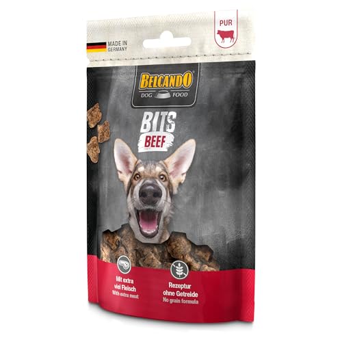 Belcando Bits Beef | 4er Pack | 4 x 90 g | Snack für Hunde | Mit extra viel Fleisch | Nur eine tierische Proteinquelle | Rezeptur ohne Getreide | Ohne Verwendung von Zucker von Belcando