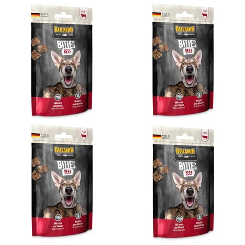 Belcando Bities Beef | 4er Pack | 4 x 90 g | Snack für Hunde | Mit extra viel Fleisch | Nur eine tierische Proteinquelle | Rezeptur ohne Getreide | Ohne Verwendung von Zucker von Belcando