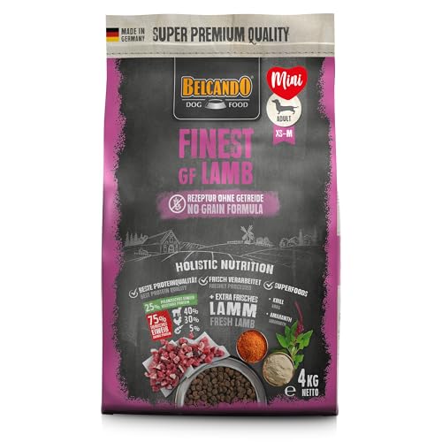 BELCANDO Finest GF Lamb [4 kg] getreidefreies Hundefutter | Trockenfutter für kleine & mittlere Hunde | Alleinfuttermittel für Hunde ab 1 Jahr von Belcando