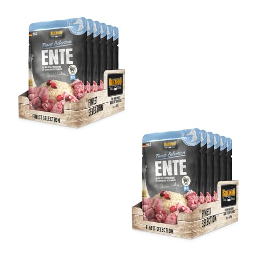 Belcando Finest Selection Adult Ente mit Reis und Preiselbeeren | Doppelpack | 2 x 6 x 300 g | Feuchtnahrung für Sensible oder wählerische Hunde | Praktischen Einzelportionen von Belcando