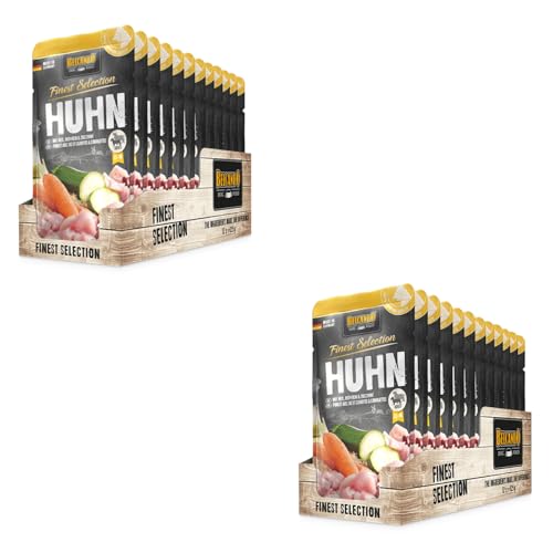 Belcando Finest Selection Adult Huhn mit Reis, Zucchini und Möhren | Doppelpack | 2 x 12 x 125 g | Feuchtnahrung für Sensible oder wählerische Hunde | Enthält kalt gepresstes Distelöl von Belcando