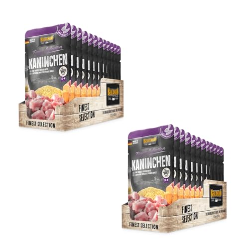 Belcando Finest Selection Adult Kaninchen mit Hirse und Süßkartoffel | Doppelpack | 2 x 12 x 125 g | Feuchtnahrung für Sensible oder wählerische Hunde | Praktischen Einzelportionen von Belcando