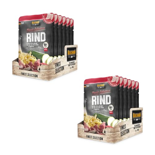 Belcando Finest Selection Adult Rind mit Spätzle und Zucchini | Doppelpack | 2 x 6 x 300 g | Feuchtnahrung für Sensible oder wählerische Hunde | Praktischen Einzelportionen von Belcando