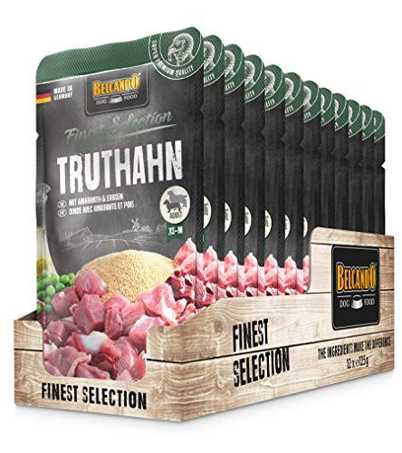 Belcando Frischebeutel [12x125g Truthahn mit Amaranth & Erbsen] | Nassfutter für Hunde | Feuchtfutter Alleinfutter im Einzelportionsbeutel von Belcando