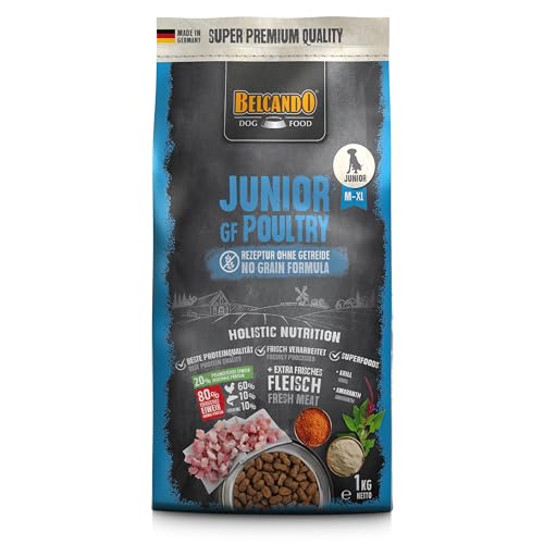 BELCANDO Junior GF Poultry [1 kg] getreidefreies Hundefutter | Trockenfutter ohne Getreide für Junge Hunde | Alleinfuttermittel für Hunde ab 4 Monaten von Belcando