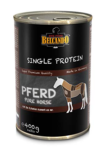 Belcando Single Protein Pferd | Doppelpack | 2 x 6 x 400 g | Nassfutter für ausgewachsene Hunde | Ohne Getreide | Frei von Zusätzen | Gut geeignet bei Unverträglichkeiten von Belcando