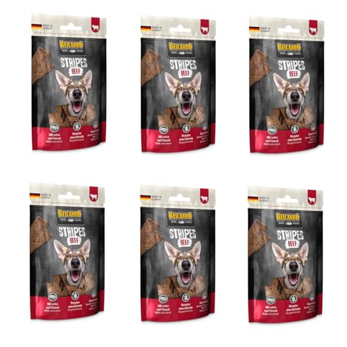 Belcando Stripes Beef | 6er Pack | 6 x 70 g | Snack für Hunde | Mit Superfoods: Bierhefe, Krill und aromatische Kräuter | Ohne Getreide und ohne Zucker | Mit extra viel Fleisch von Belcando