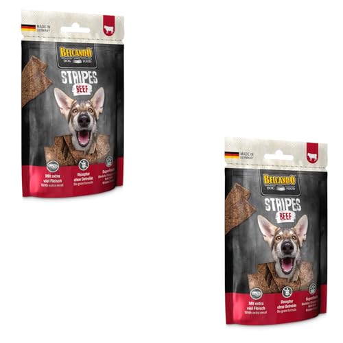 Belcando Stripes Beef | Doppelpack | 2 x 70 g | Snack für Hunde | Mit Superfoods: Bierhefe, Krill und aromatische Kräuter | Ohne Getreide und ohne Zucker | Mit extra viel Fleisch von Belcando