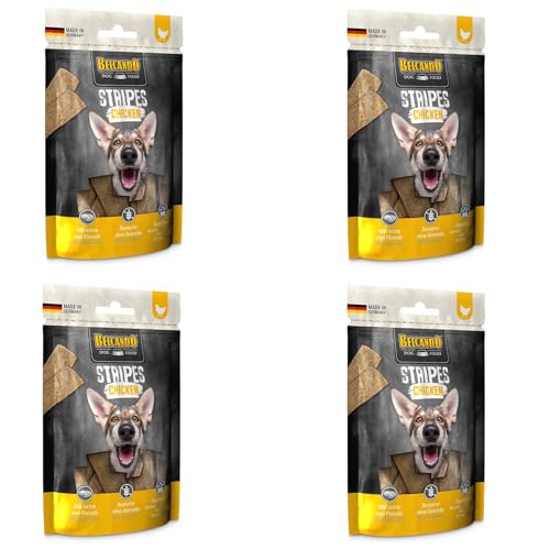 Belcando Stripes Chicken | 4er Pack | 4 x 70 g | Snack für Hunde | Mit Superfoods: Bierhefe, Krill und aromatische Kräuter | Ohne Getreide und ohne Zucker | Mit extra viel Fleisch von Belcando