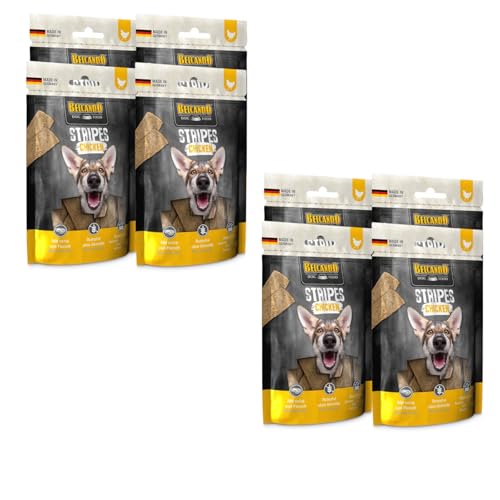 Belcando Stripes Chicken | 8er Pack | 8 x 70 g | Snack für Hunde | Mit Superfoods: Bierhefe, Krill und aromatische Kräuter | Ohne Getreide und ohne Zucker | Mit extra viel Fleisch von Belcando