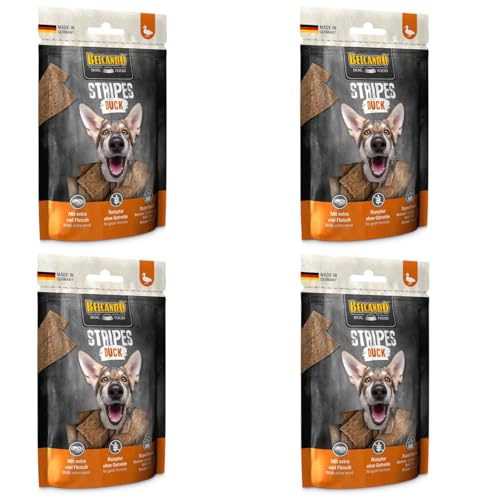 Belcando Stripes Duck | 4er Pack | 4 x 70 g | Snack für Hunde | Mit Superfoods: Bierhefe, Krill und aromatische Kräuter | Ohne Getreide und ohne Zucker | Mit extra viel Fleisch von Belcando