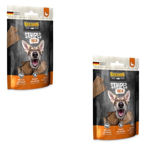 Belcando Stripes Duck | Doppelpack | 2 x 70 g | Snack für Hunde | Mit Superfoods: Bierhefe, Krill und aromatische Kräuter | Ohne Getreide und ohne Zucker | Mit extra viel Fleisch von Belcando