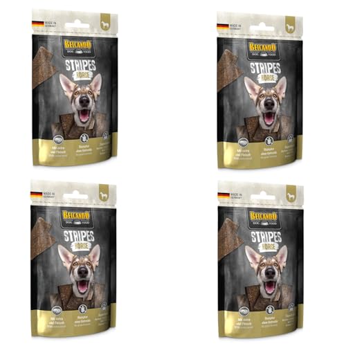 Belcando Stripes Horse | 4er Pack | 4 x 70 g | Snack für Hunde | Mit Superfoods: Bierhefe, Krill und aromatische Kräuter | Ohne Getreide und ohne Zucker | Mit extra viel Fleisch von Belcando