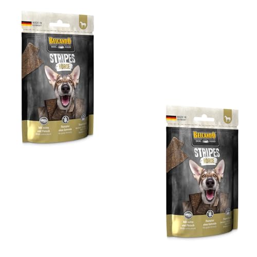 Belcando Stripes Horse | Doppelpack | 2 x 70 g | Snack für Hunde | Mit Superfoods: Bierhefe, Krill und aromatische Kräuter | Ohne Getreide und ohne Zucker | Mit extra viel Fleisch von Belcando