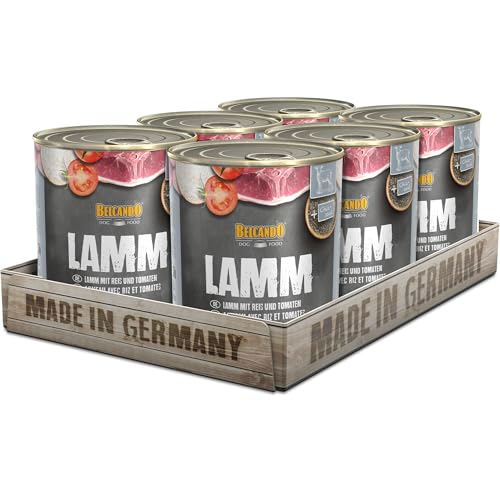 BELCANDO Super Premium Dose [6x800g Lamm mit Reis & Tomate] | Nassfutter für Hunde | Feuchtfutter Dose | Alleinfutter für Hunde Aller Rassen von Belcando