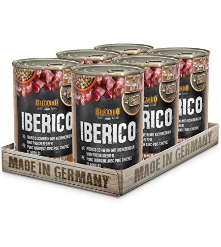 Belcando Super Premium Dose [6x400g Iberico mit Kichererbsen & Preiselbeeren] | Nassfutter für Hunde | Feuchtfutter Dose | Alleinfutter für Hunde Aller Rassen von Belcando