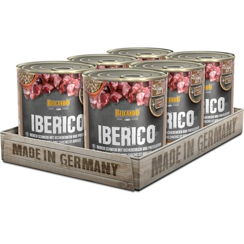 Belcando Super Premium Dose [6x800g Iberico mit Kichererbsen & Preiselbeeren] | Nassfutter für Hunde | Feuchtfutter Dose | Alleinfutter für Hunde Aller Rassen von Belcando