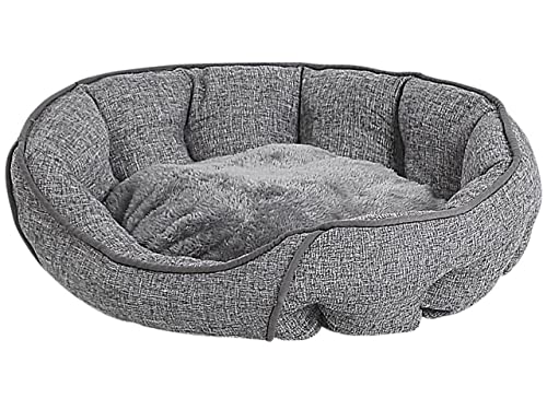 Kuscheliges Tierbett grau Leinen oval 60x50 cm für kleine und mittlere Hunde Katzen Candir von Beliani