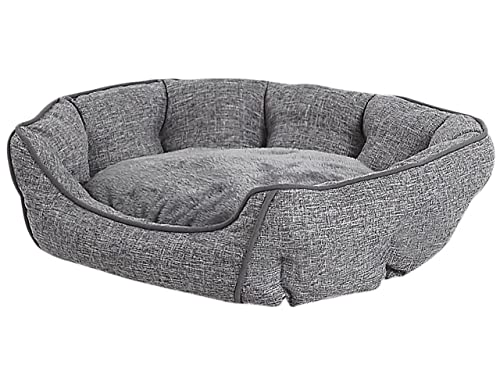 Kuscheliges Tierbett grau Leinen oval 65x50 cm für kleine und mittlere Hunde Katzen Candir von Beliani