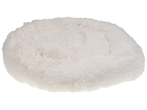 Kuscheliges Tierbett oval für Hunde Katzen Polyester Weiss ⌀ 50 cm Kulu von Beliani