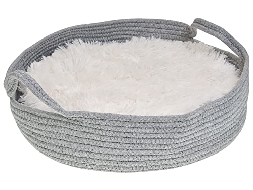 Kuscheliges Tierbett oval für Hunde Katzen grau / weiß ø 70 cm Dalaman von Beliani