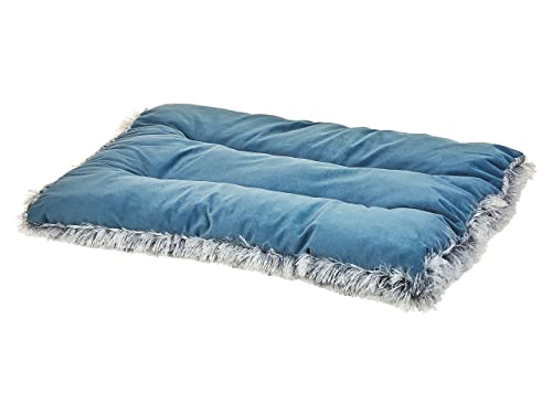 Modernes Tierbett aus weichem Samtstoff mit Quasten blau 60 x 45 cm Ergani von Beliani