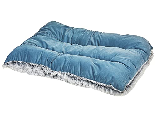 Modernes Tierbett aus weichem Samtstoff mit Quasten blau 90 x 60 cm Ergani von Beliani