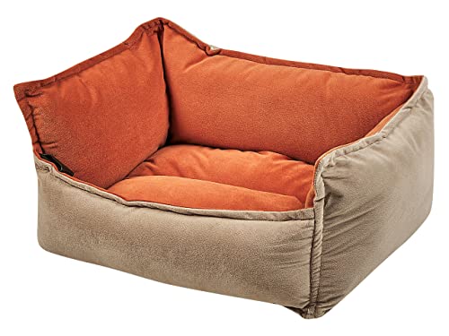 Rechteckiges Tierbett Samtstoff für Hunde Katzen Orange / Beige 50 x 37 cm Izmir von Beliani