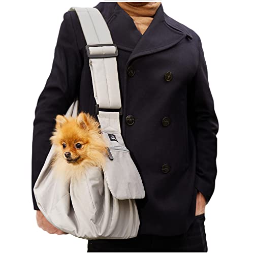 Bella & Balu Tragetasche für Hund und Katze | Leichtes Tragetuch BZW. Hundetasche für kleine Hunde bis zu 7kg für Reisen, zum Spazieren und Gassi Gehen – Pet Carrier Bag in grau von Bella & Balu