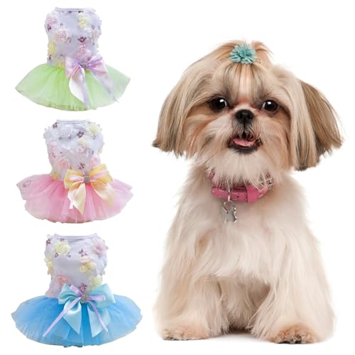 PetnBeyond Hunde-Prinzessinnenkleid, perfekt für kleine Hunde, bezauberndes Tutu, Haustierbekleidung für Geburtstage, Feiern, süßes Tüll-Hundekleid, für Katzen und Welpen, Größe S, Grün von Belle Homie