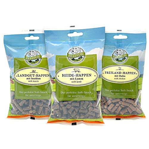 Bellfor Soft-Happen Hypoallergene getreidefreie Soft-Snack für Hunde mit hoher Verdaulichkeit ohne tierische Nebenerzeugnisse 200 g (Mix 3 (Huhn, Lamm, Insekten)) von Bellfor