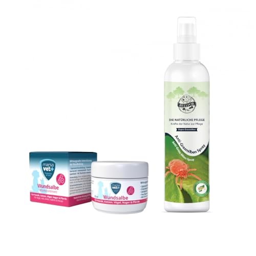 Bellfor Natürliches Grasmilben Schutz-Set für Hunde Anti-Grasmilben Spray 250ml mit Teebaumöl, Lavendelöl & Marsavet Wundsalbe 30 ml von Bellfor