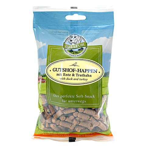 Bellfor Gutshof-Happen Hypoallergene getreidefreie Soft-Snack für Hunde mit hoher Verdaulichkeit ohne tierische Nebenerzeugnisse 200 g (Ente & Truthahn) von Bellfor