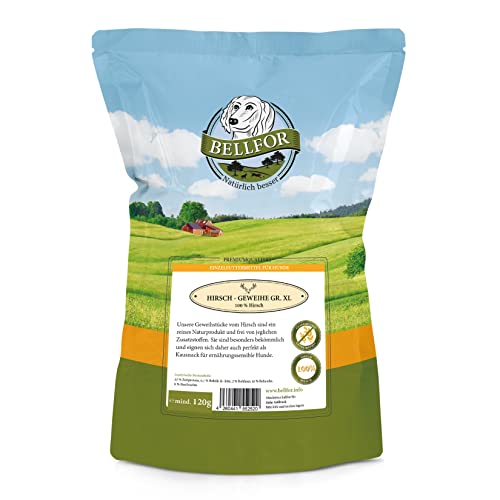 Bellfor Hirsch-Geweihe XL Hundesnack - 120 g. Natürliches Kauknochen für mittelgroße Hunde, getreidefrei und hochverdaulich. Hirschgeweih für Hunde, geeignet für ernährungssensible Hunde. von Bellfor