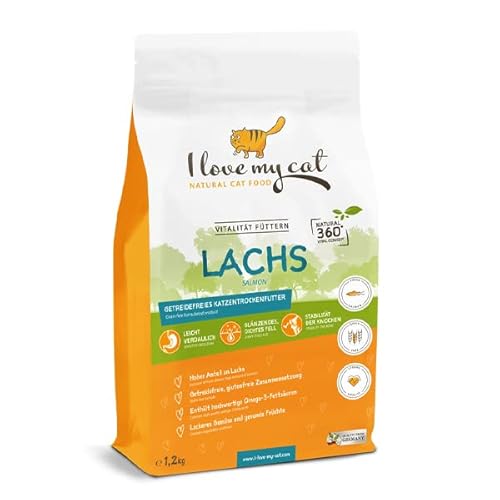 I Love My Cat Hochwertiges getreidefreies Trockenfutter mit frischem Lachs und hohem Omega-3-Gehalt für Katzen - Ideal für eine gesunde Ernährung - 1,2 kg von I love my cat NATURAL CAT FOOD