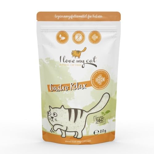 I Love My Cat Gastro Relax Pulver Nahrungsergänzung für Katzen die an Durchfall Leiden Für alle Katzen geeignet und Gemeinsam mit Tierärzten entwickelt 80 g von I love my cat NATURAL CAT FOOD