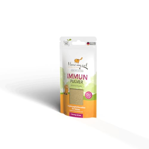 I Love My Cat Nahrungsergänzungsmittel für Katzen, sorgfältig abgestimmte Zusammensetzung, von Tierärzten entwickelte Rezeptur, ohne künstliche Zusatzstoffe, Immun-Pulver, 35 g von I love my cat NATURAL CAT FOOD