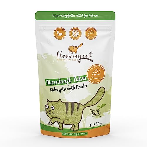 I Love My Cat Nierenkraft Pulver Nahrungsergänzung für Katzen Sorgsam aufeinander abgestimmte Kräuter unterstützt ernährungsphysiologisch die Funktion der Nieren Ihres Katzen (35, Gramm) von I love my cat NATURAL CAT FOOD