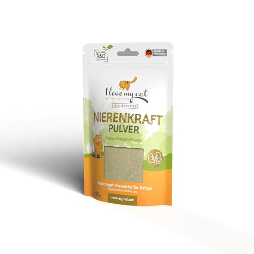 I Love My Cat Nierenkraft Pulver Nahrungsergänzung für Katzen Sorgsam aufeinander abgestimmte Kräuter unterstützt ernährungsphysiologisch die Funktion der Nieren Ihres Katzen (80, Gramm) von I love my cat NATURAL CAT FOOD