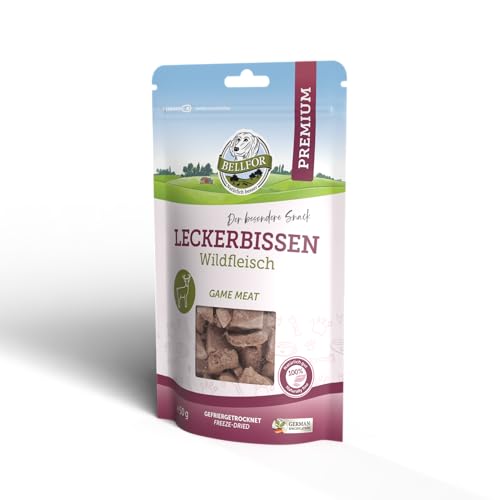 Bellfor Leckerbissen für Hunde - Wildfleisch - 50 g. Monoprotein, Getreidefrei, gefriergetrocknetes Hundeleckerli für den empfindlichen Magen. Perfekter Hundesnack für das Hundetraining. von Bellfor