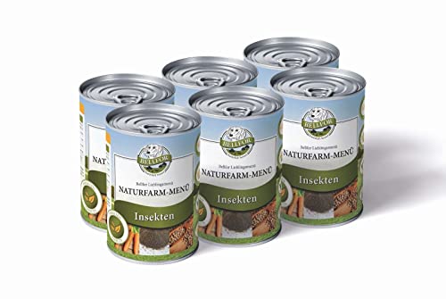 Bellfor Hundenassfutter Getreidefrei mit Insektenprotein - Naturfarm-Menü 6 x 400 g. Ideal für Ernährungssensible Hunde, Reich an Vitaminen & Mineralien. Optimal für Hunde mit Allergien. von Bellfor