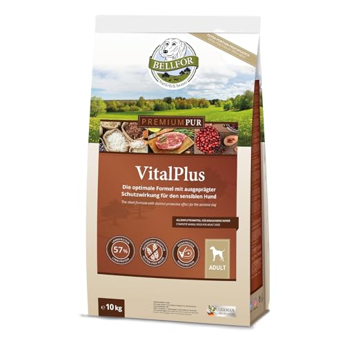 Bellfor PUR VitalPlus Trockenfutter für Hunde, glutenfrei mit hohem Lammanteil, 10 kg - reich an Omega-3 & natürlichen Antioxidantien. Getreidefreies Trockenfutter für Hunde. von Bellfor