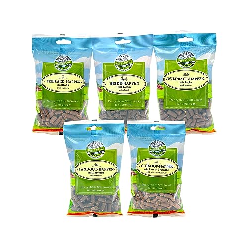 Bellfor Soft-Happen: Hypoallergen & Getreidefrei, Soft-Snack Mix für Hunde 5 x 200 g - Ente, Truthahn, Huhn, Lachs, Lamm, Insekten. Soft-Leckerli für Hundetraining. von Bellfor