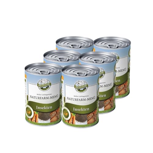 Hundenassfutter Getreidefrei mit Insektenprotein - Naturfarm-Menü von Bellfor - 6 x 800 g. Ideal für Ernährungssensible Hunde, Reich an Vitaminen & Mineralien. Optimal für Hunde mit Allergien. von Bellfor