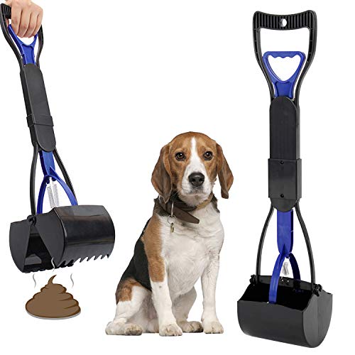 BelonLink Pooper Scooper, Hundekotschaufel, Kotschaufel für Haustiere, zusammenklappbar, tragbar, mit langem Griff für Hunde/Katzen/Pferde, hohe elastische Feder 61 cm für Rasen im Freien (Violett) von BelonLink