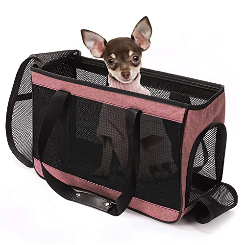 Faltbarer Transporttasche Katze und Hund, BelonLink Hundetasche, Tragetasche/Schultertasche Faltbar Träger Pet Carrier Bag, Haustiertragetasche, Transportbox, 45 * 18 * 29cm, unter 5 kg (Rosa) von BelonLink