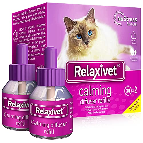 Relaxivet 2X Beruhigungsmittel für Katzen - Hunde und Katzen Beruhigung Steckdose Nachfüller & Pheromone Katzen Nachfüllflakon gegen Konflikte von Beloved Pets