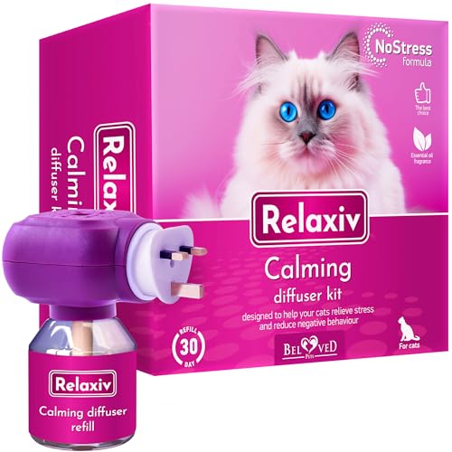 Relaxivet Beruhigender Diffusor für Hunde und Katzen, verbesserte Anti-Stress-Formel, natürliche Anti-Angst-Behandlung Nr. 1 mit langanhaltender beruhigender Wirkung (Diffusor-Kit) von Beloved Pets