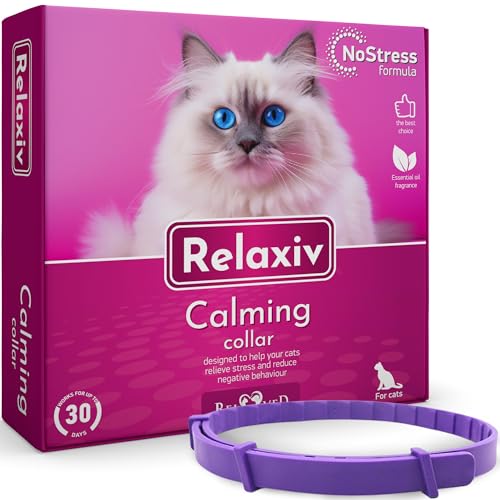 Relaxivet Beruhigendes Halsband f眉r Katzen und kleine Hunde 鈥� reduziert Angst Ihrer Haustiere 鈥� der Beste f眉r beruhigende Kau-Leckerlis, Tropfen-Stecker (1 Pack) von Beloved Pets