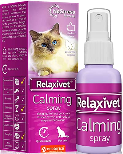 Relaxivet Beruhigungsspray für Katzen - Anti Stress Katze Beruhigungsmittel für Katzen Entspannung - Pheromone Katzen Spray gegen Urinieren & Kratz von Beloved Pets